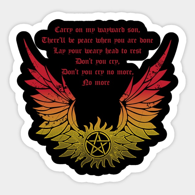 CARRY ON WAYWARD SON Sticker by KARMADESIGNER T-SHIRT SHOP